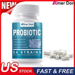 Probiotics Digestive Enzymes 100 Billion CFU Potency Immune Health 60 Capsules