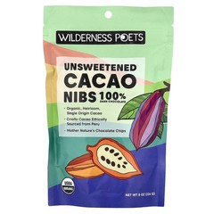 2 X Wilderness Poets, Unsweetened Cacao Nibs, Dark Chocolate, 8 oz (226 g)