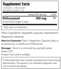 VitaCosmoX Policosanol 50mg, 120 Capsules – Gluten Free and Vegetarian Friendly