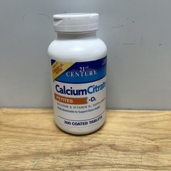 21st Century Calcium Citrate Petites Plus D3 Coated Tablets Supplement 200 Count