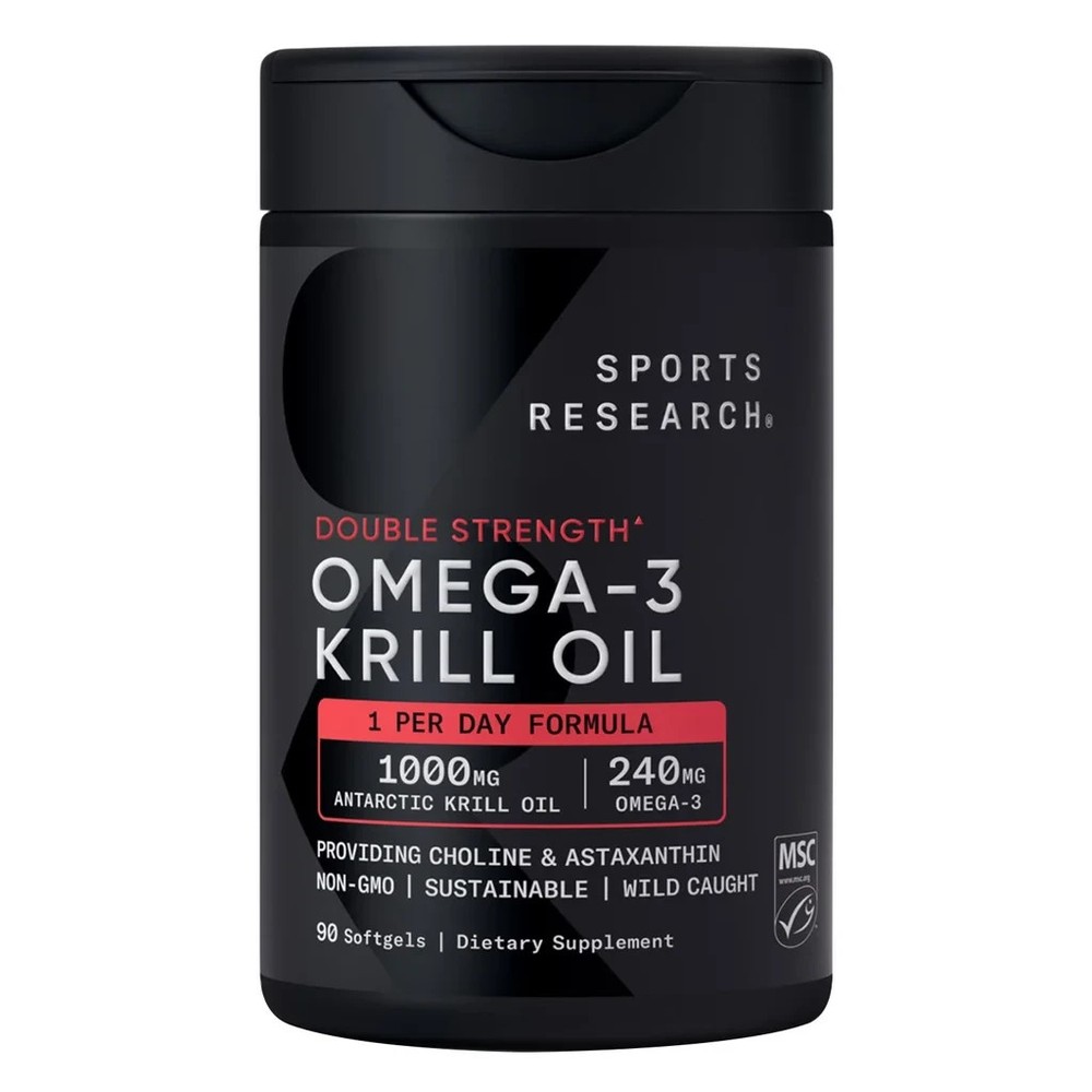Sports Research Omega-3 Krill Oil 1000mg 90ct Softgels Superba2 Heart Health