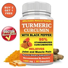 Turmeric With 95% Curcumin Joint and Muscle Pain Relief With Black Pepper