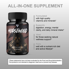 Horsewood Male Support Supplement, Horse Wood Male Pills (60 Capsules)