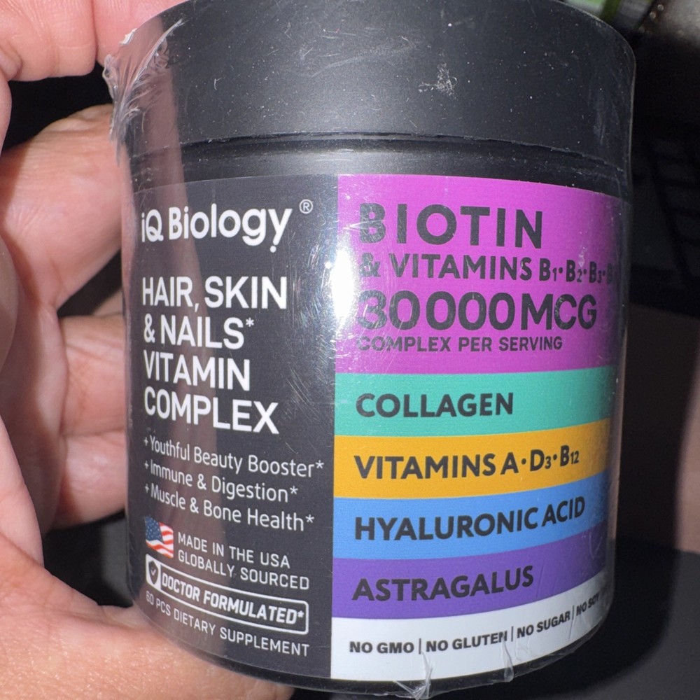 IQ Biology Hair, Skin & Nails Vitamin Complex 60 Capsules Exp 2/27