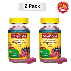 Magnesium Citrate Gummies 64-Count Nature Made High Absorption 200 MG ( 2 Pack)