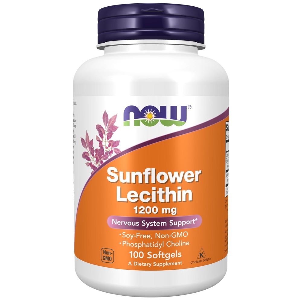 NOW FOODS Sunflower Lecithin 1200MG, 100 100 Count (Pack of 1), Multicolor