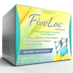 Global Health Trax GHT – FiveLac Lemon Probiotic Powder Drink Mix, Probiotics