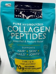 Viva Naturals Hydrolyzed Collagen Peptides Grass-Fed 20g 1lb Unflavored New