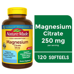 Nature Made Magnesium Citrate 250mg Muscle, Nerve, Bone&Heart Support Supplement