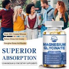 Magnesium Glycinate 400mg – 120 Capsules For Sleep, Stress Relief Support Bone
