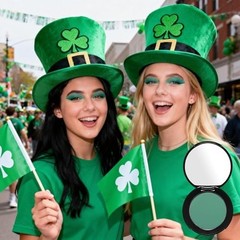 MEICOLY Single Green Eyeshadow Palette with Mirror,St Patricks Day Matte Green E