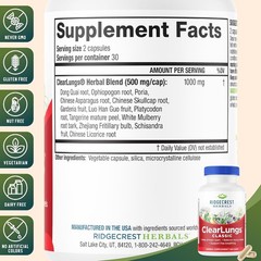 RidgeCrest Herbals ClearLungs Classic Natural Lung and Nasal Daily Health Sup…