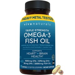 Viva Naturals Omega-3 Fish Oil, Triple 30 Count (Pack of 1), No Color