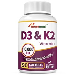 Vitamin D3 K2 (10,000 IU Vitamin D3 + 200mcg Vitamin K2) 90 Softgels,Made in USA