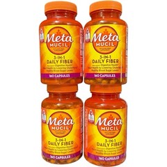 (4) Metamucil 3-In-1 Daily Fiber Psyllium Fiber Supplement 160 Caps Exp-01/2026+
