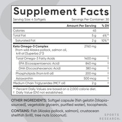 Keto Omega Fish Oil Softgels – Wild Salmon, Krill Oil, MCT Oil, 1200mg EPA/DHA