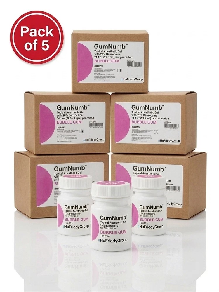 SALE! 5 Bottles GumNum Topical Anesthetic Gel 1 oz BUBBLE GUM