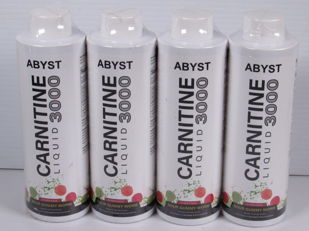 ABYST Carnitine Liquid 3000mg Per Serving Dietary Sour Gummy Worm (4) BOTTLES