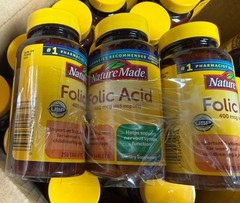 3 New Nature Made Folic Acid 400 mcg (665 mcg Dfe) 250 Tablets Each