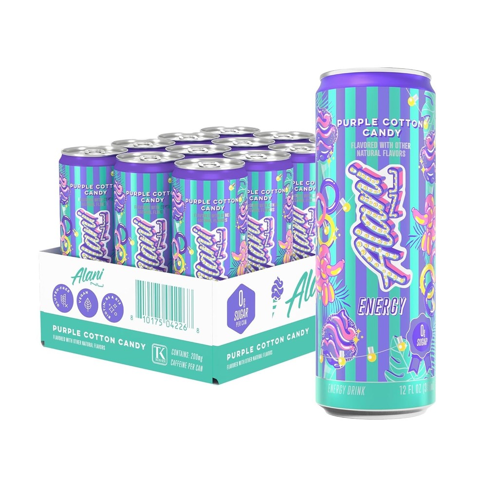 Alani Nu Purple Cotton Candy Sugar Free Energy Drink (Pack of 12)