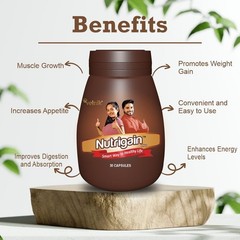 Nutrigain Plus Ayurvedic Weight Gainer Supplement Capsules Unisex, 60tab