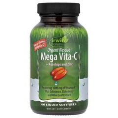 2 X Irwin Naturals, Urgent Rescue�, Mega Vita-C + Rosehips and Zinc, 60 Liquid