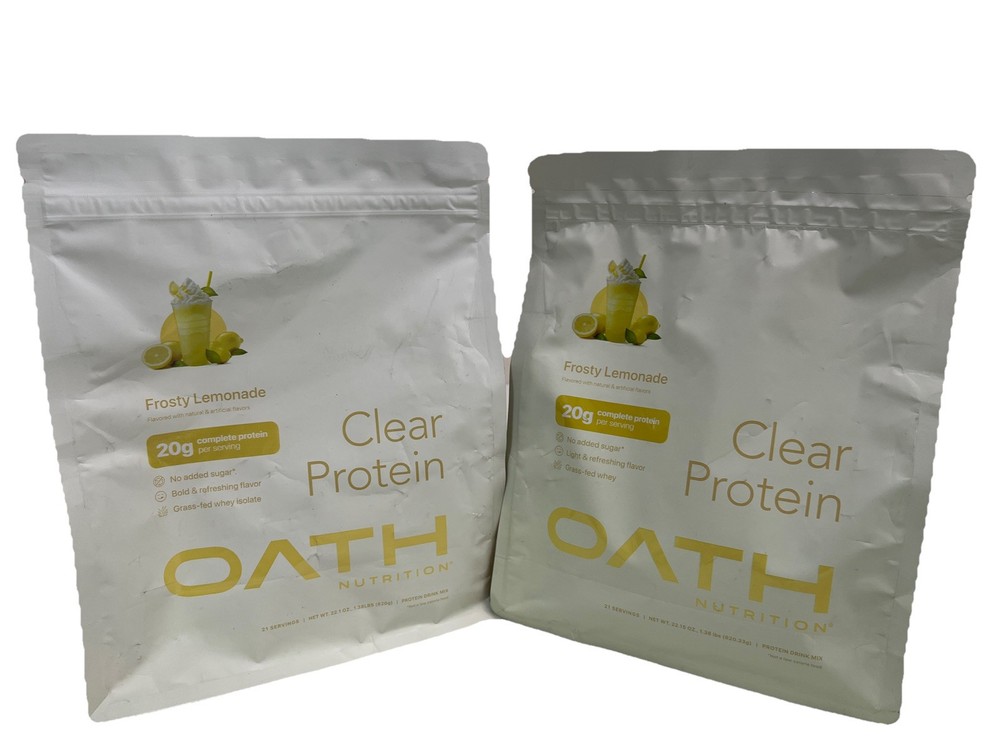 (2 Pack) Oath Nutrition Clear Whey Protein Powder Lemonade 21 Servings EXP 04/27