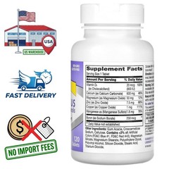 Calcium Magnesium Zinc Vitamin D3 Copper Boron Manganese Supplement, 120 Caplets