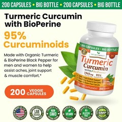 Turmeric Curcumin with Black Pepper Extract – Organic Powder 200 Capsules – 1…