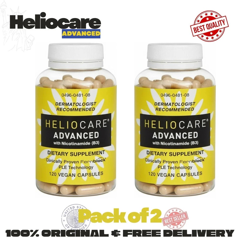 2 Packs Heliocare Advanced Nicotinamide B3 Skin Health 120 Capsules Exp: 10/2027