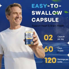 Omega 3 Fish Oil Capsules Triple Strength EPA & DHA, Burp-Less 120 sofgels NEW