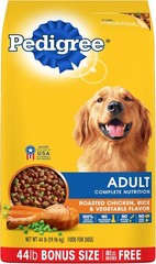 Pedigree Adult Roasted Chicken,Rice & Vegetable Flavor Dry Dog Food 44 Pounds