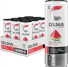 CELSIUS Sparkling Watermelon, Sugar Free Energy Drink, 12 Fl Oz (Pack of 12)
