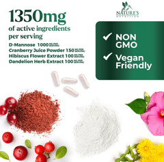 D-Mannose 1350mg with Cranberry Extra Strength Natural Urinary Health Support