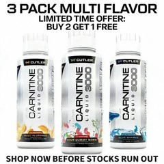 Cutler Nutrition 3 Pack Multi Flavor Carnitine Liquid 3000 Energy Sport Beverag