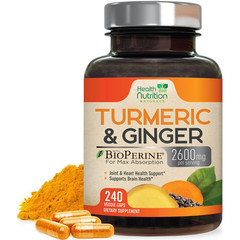 Turmeric Curcumin Supplement 2200mg with Ginger & BioPerine 240 Capsules