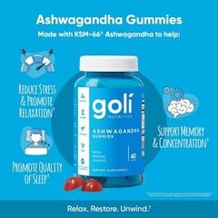 Goli Nutrition Ashwagandha Dietary Supplement Vegan Gummies – 60ct