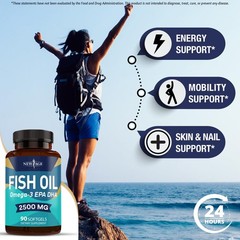 NEW AGE Omega 3 Fish Oil 2500mg Supplement Non GMO – 90 Count (Pack of 2)