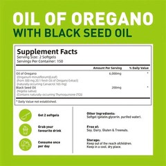 Oil of Oregano 6000mg Softgels Featuring Black Seed Oil – 300 Oregano Oil