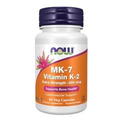 NOW FOODS MK-7 Vitamin K-2, Extra Strength 300 mcg – 60 Veg Capsules