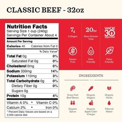 Collagen-Rich Beef Bone Broth 32 Oz – Ideal for Keto, Paleo, & Weight Loss