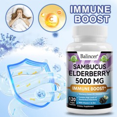 Elderberry 5000mg 120 Capsules For Immune System Health Contains Vitamin C Zinc