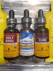 OREGANOL Oil of Oregano P73 1 oz. + Herb Pharm CLOVE & HOLY BASIL 1 oz. each!!