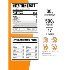 BulkSupplements Whey Protein Isolate Powder 500g Unflavored 90% Protein BCAAs
