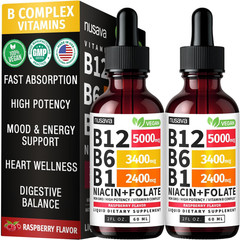 (2 Pack) Vitamin B12 and B6 Liquid Drops, B12 Sublingual Vitamin B Complex