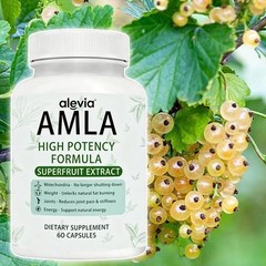 Amla Capsules 1000mg Organic Indian Gooseberry Ayurvedic Alevia Fruit（60 Count）