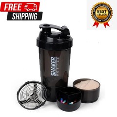 3 Layers Shaker Protein Bottle Powder Shake Cup Large Capacity Water Bottle Mixi