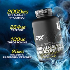 EFX Sports Kre-Alkalyn Hardcore | Thermogenic pH 180 Count (Pack of 1)