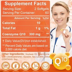 CoQ 10 Coenzyme Q10 Vegan Softgel 300mg Cardiovascular Heart Health 120 Capsule